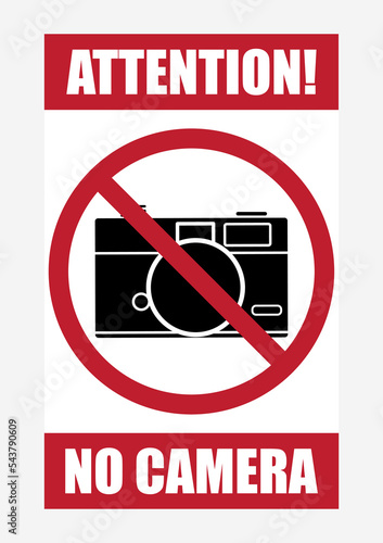 No camera allowed, do not take picture, camera prohibited icon, symbol, logo