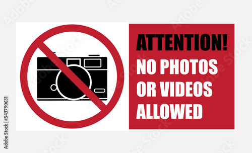 No camera allowed, do not take picture, camera prohibited icon, symbol, logo