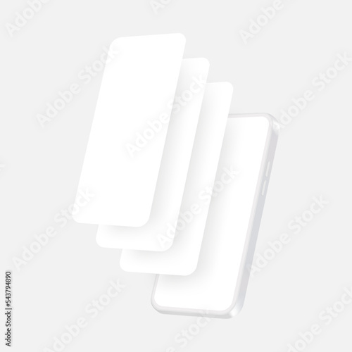 White Smartphone Mockup With Blank Mobile Web Pages, Perspective View. Vector illustration