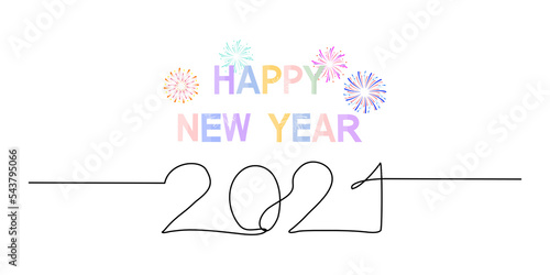 Happy New Year 2021 Calligraphy Vector Text With Colorful fireworks on transparent background.