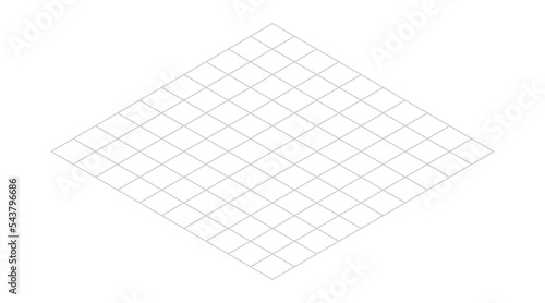 Isometric grid line background. Outline isometric template pattern. Hexagon and triangles line plan texture. Vector illustration on white background.