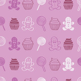 Pink Christmas Candy, Mufffin, treats seamless repeat pattern background