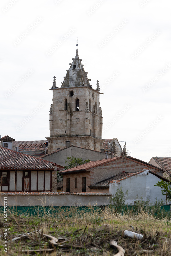Madrid, Spain - October 29, 2022: buildings of the historic center of the medieval city of Torrelaguna in Madrid, Spain