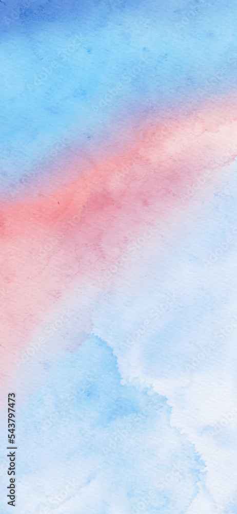 Abstract blue red watercolor paint background. Vector illustration