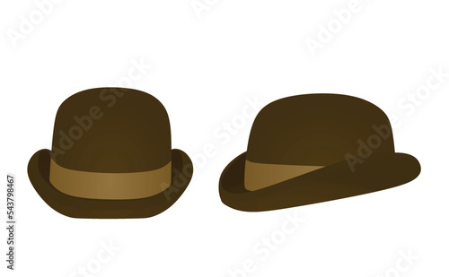 Brown  bowler hat. vector illustration