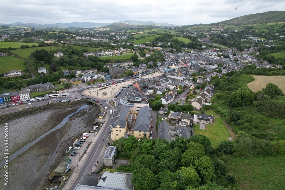 Bantry town in south west County Cork, Ireland aerial drone view.