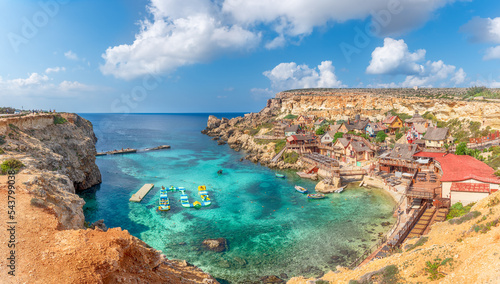 Landscape with Anchor Bay and Mellieha village, Malta