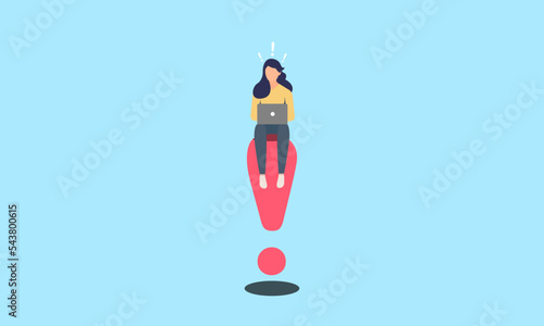Woman working on machine shocked The concept of working will have obstacles and problems that come to surprise us. and must solve that problem as quickly as possible