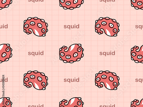 Squid cartoon character seamless pattern on pink background photo