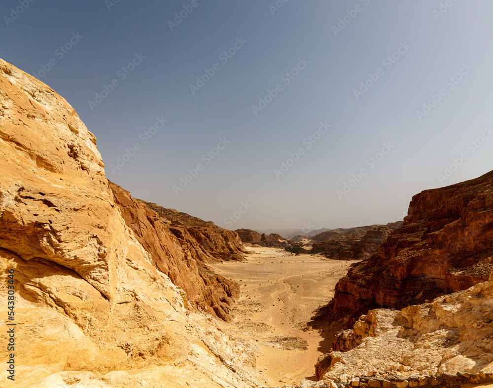 Canyon with empty sky in Sinai desert