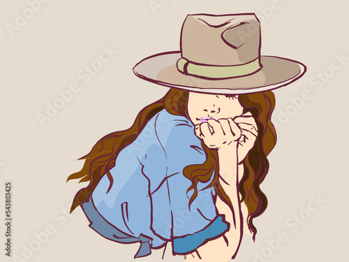 person in cowboy hat vector for card illustration decoration