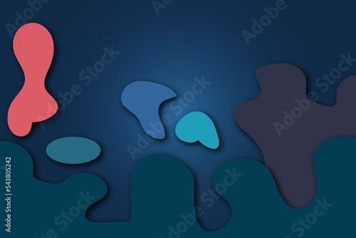Multicolor Abstract gradient wave background, papercut style