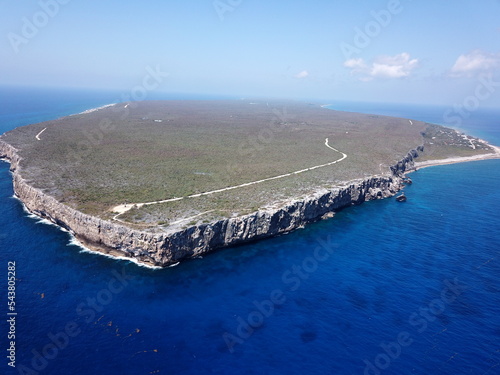 Cayman Brac Island aerial view from above looking down at the bluff
