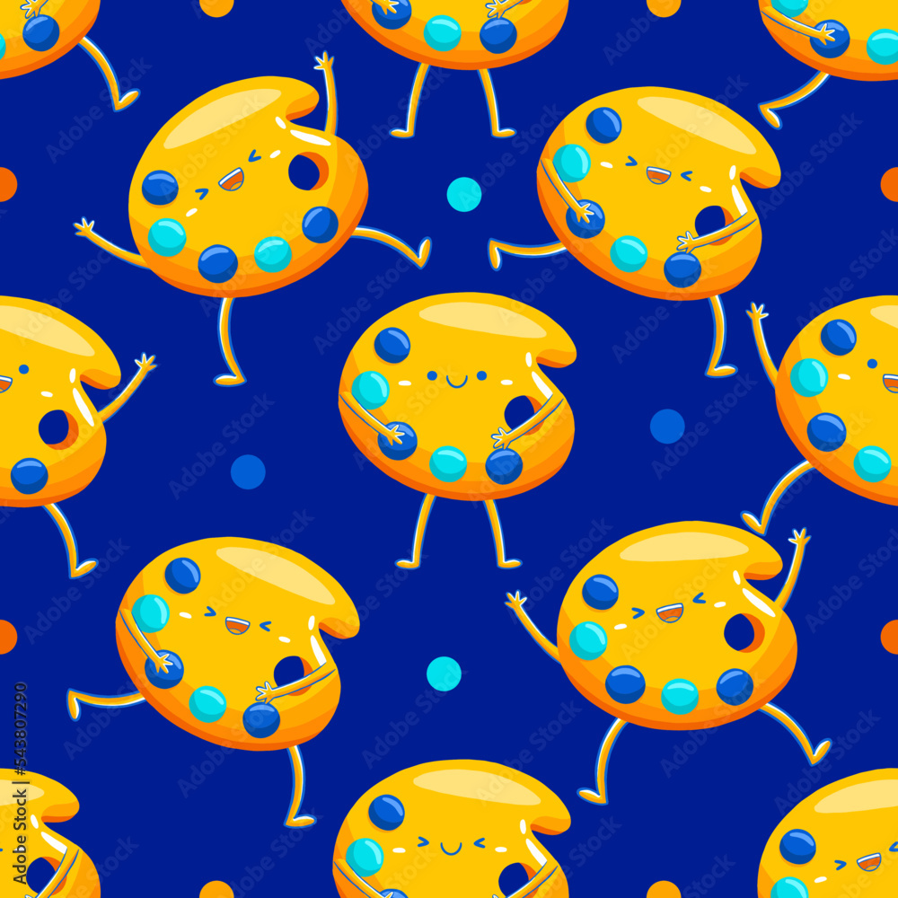 Naklejka premium Color Palette Mascot Seamless Pattern