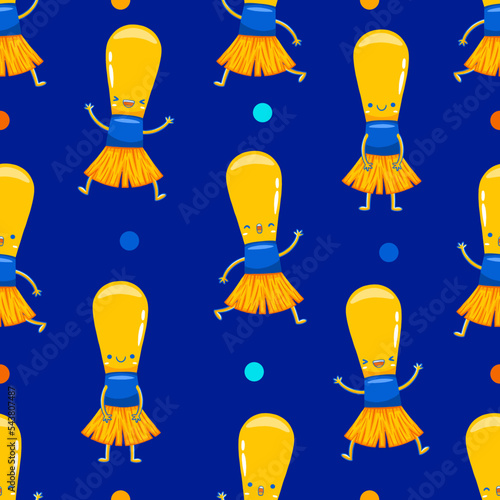 Watercolor Paintbrush Mascot Seamless Pattern