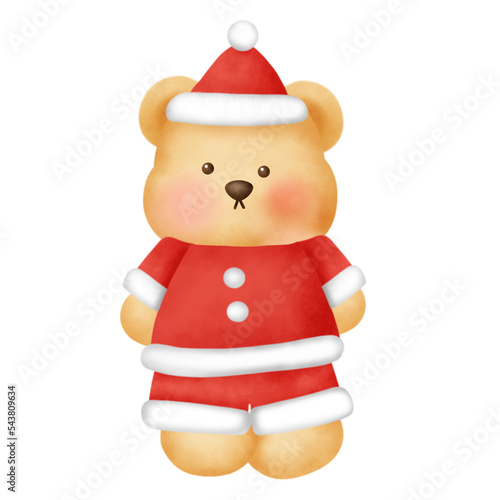 Happy Christmas with cute bear illustrator. Cute Christmas teddy bear.