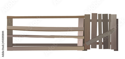 From old boards and narrow slats. Isolated on white background Vector.