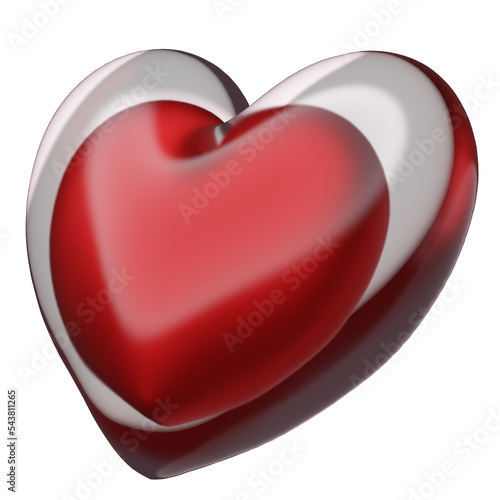 red heart glassmorphism isolated. health love or world heart day or Valentine s Day concept  3d illustration or 3d render