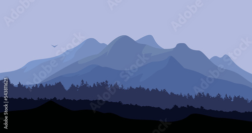 big blue mountain scenery natural background illustration © adi