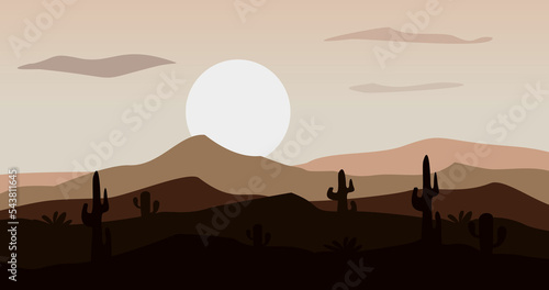 nature background illustration cactus mountain landscape brown gradation natural soil