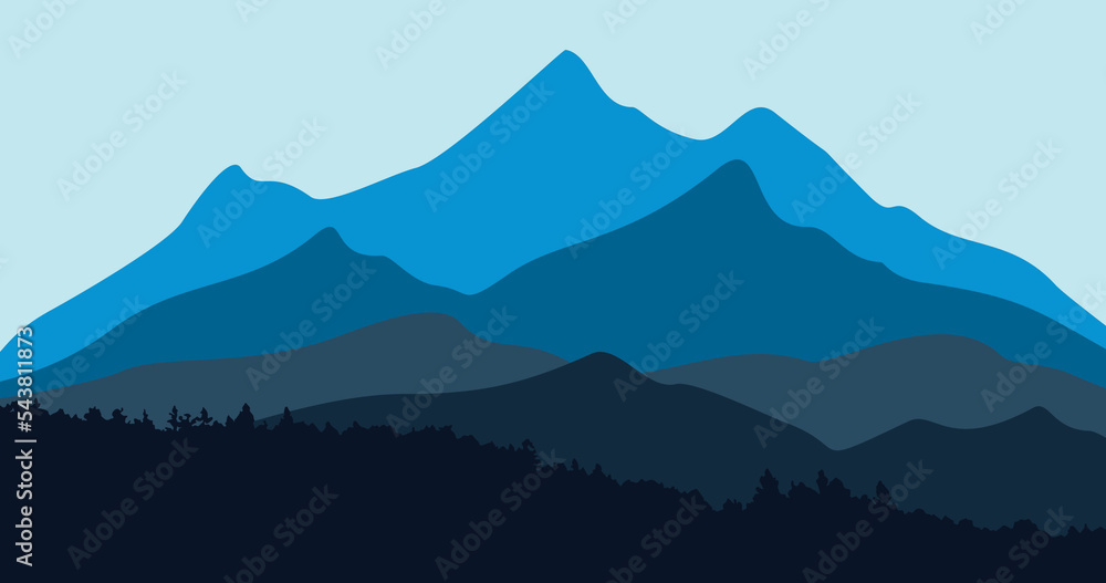 Naklejka premium blue layered mountains nature background illustration