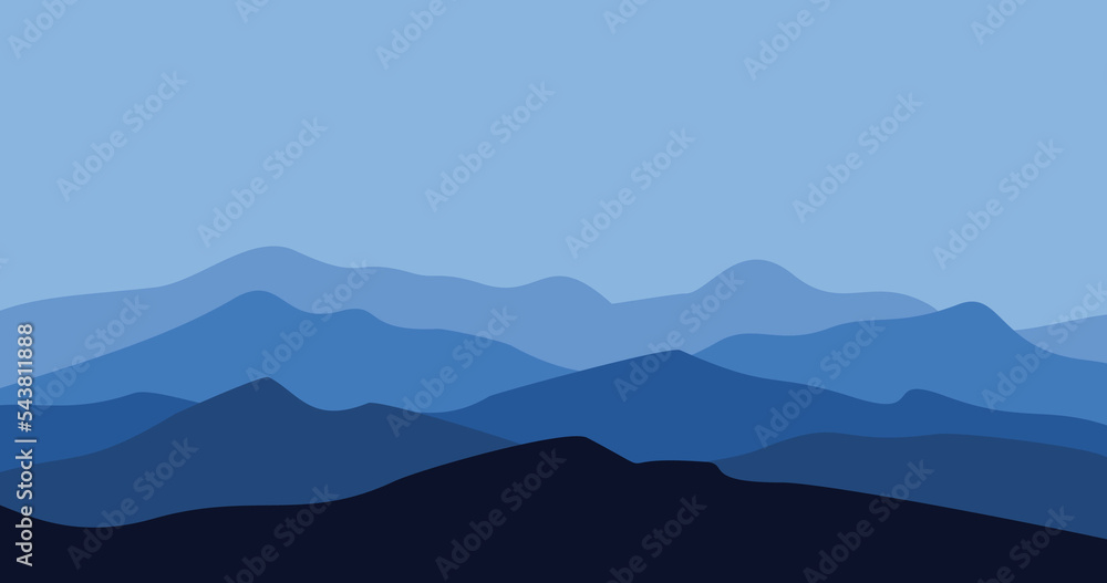 blue gradient layered mountain nature background illustration