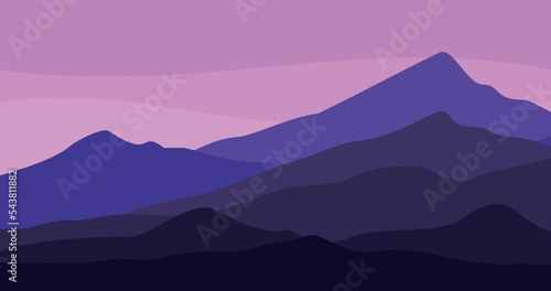 purple blue gradient layered mountain nature background illustration