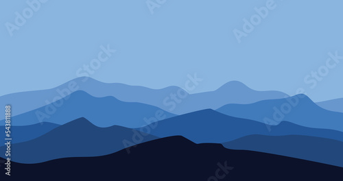 blue gradient layered mountain nature background illustration