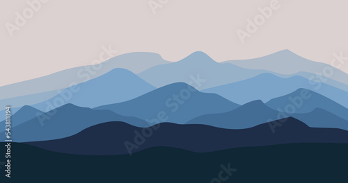 blue gradient mountain nature background illustration
