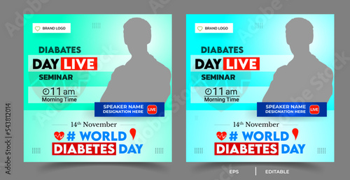 World diabetes day awareness social media post webinar banner
