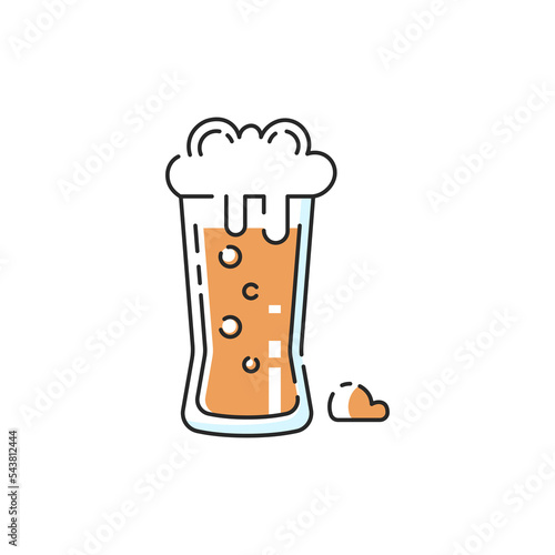 Classic bock beer icon. Vector modern dark lager ale glass sign. 