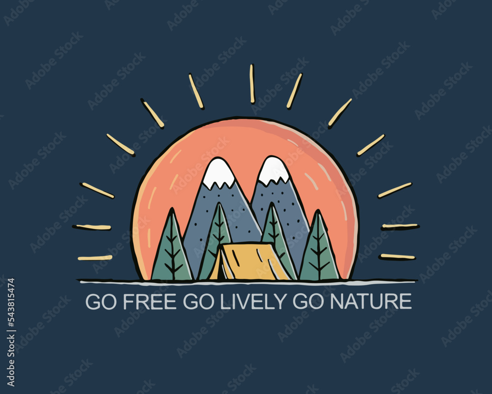 Nature camping with go free go lively go nature letter design for nature outdoor design