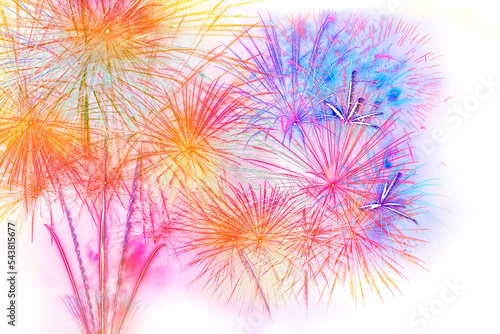 beautiful colorful firework display set for celebration happy new year and merry christmas and  fireworks on white background