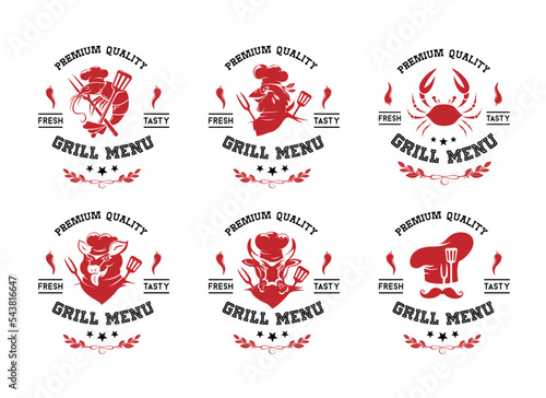 Grill and steak menu labels collection