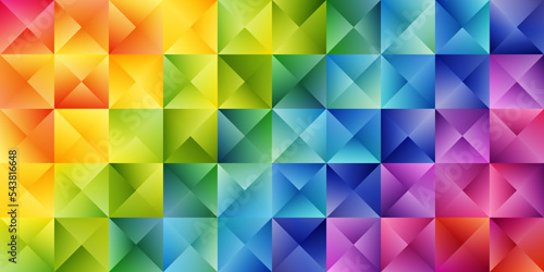 Rainbow square decoration. Colorful abstraction design elements. Vector horizontal banner.