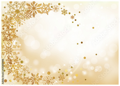 クリスマス_ゴールド背景-横