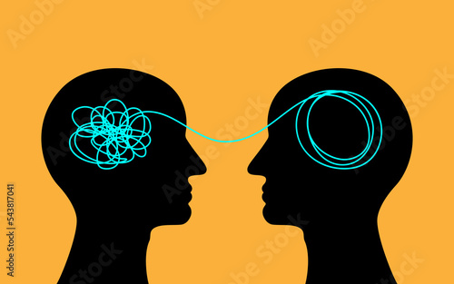 Process of creative teamwork, solving the problems or mind discovery. Conceptual illustration of brainstorm or searching idea.