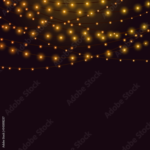 Christmas lights concept.Black background.Vector illustration