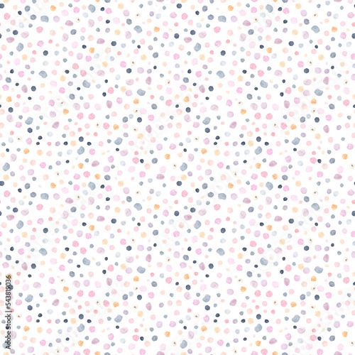 Cute watercolor background. Seamless pattern of colored spots. Perfect for fabric, textile, wallpaper.