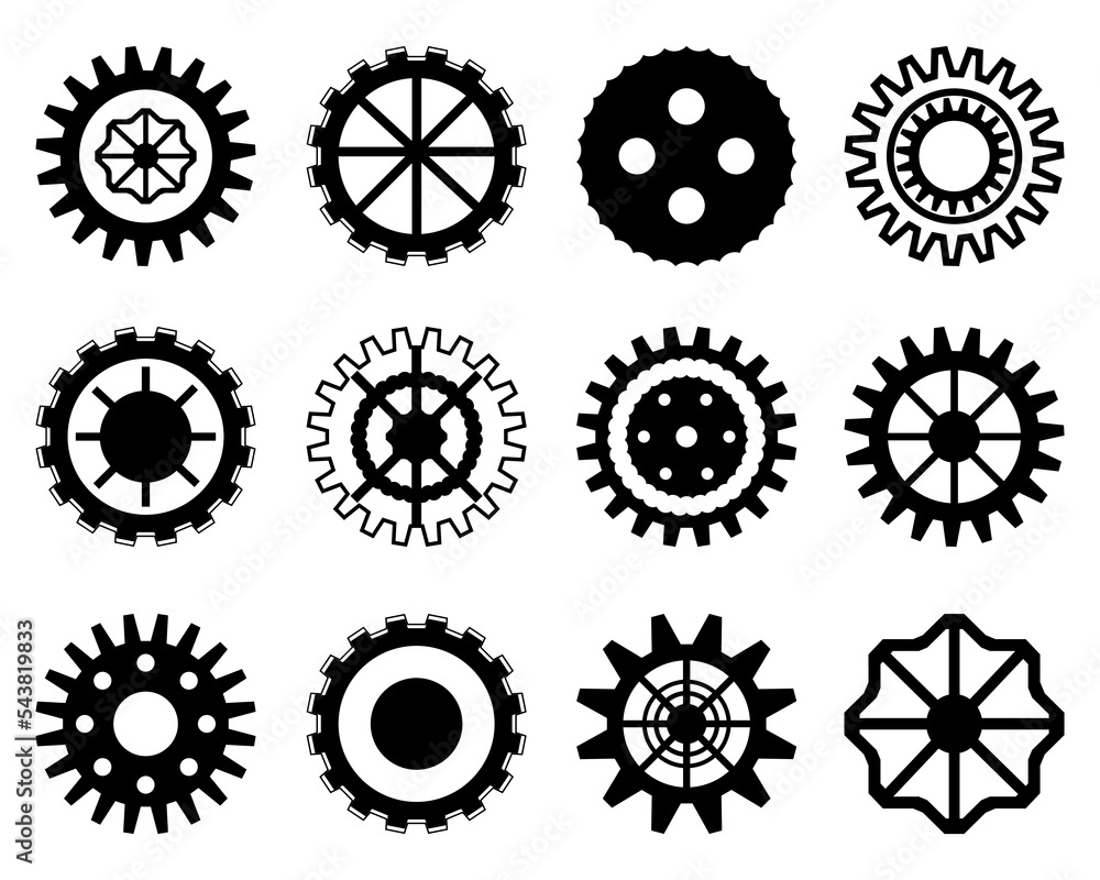 Collection of part engineering machine gear wheel icon element decorative technology graphic design abstract background vector illustration 20221106 Collection of part engineering machine gear wheel icon element decorative technology graphic design abstract background vector illustration 20221106
