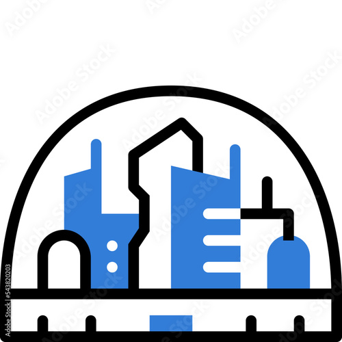 space colonization flat line icon