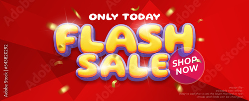 Flash sale banner design with 3d style editable text effect
