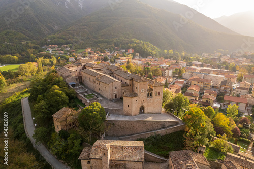 Aerial view of Piobbico town in Marche region in Italy photo