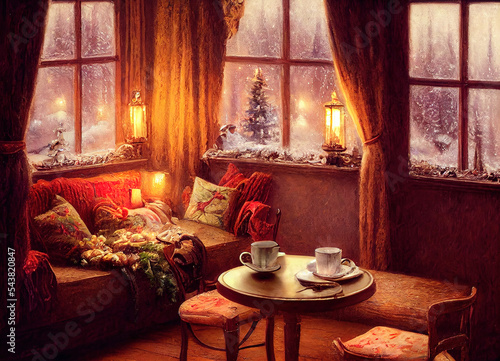 Christmas Indoor Decorations Wallpaper - Christmas Tree and Fireplace
