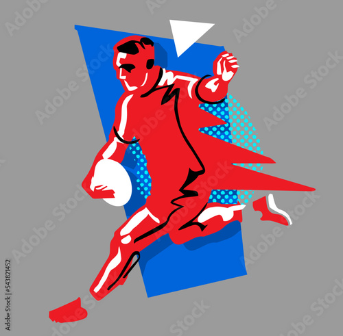 vector illustration rugby player in action
