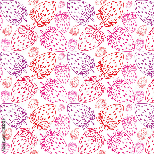 Strawberries hand drawn seamless pattern background
