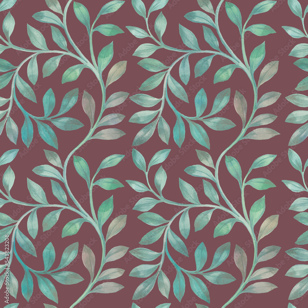custom made wallpaper toronto digitalLeaves watercolor ornament for design, wallpaper, wrapping paper. Abstract, seamless botanical pattern.