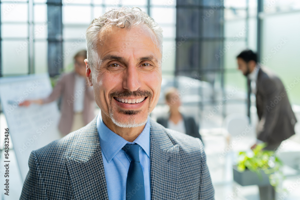 Fototapeta premium Businessman with colleagues in the background in office.