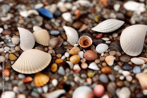 Tela Seashells and pebbles at the beach