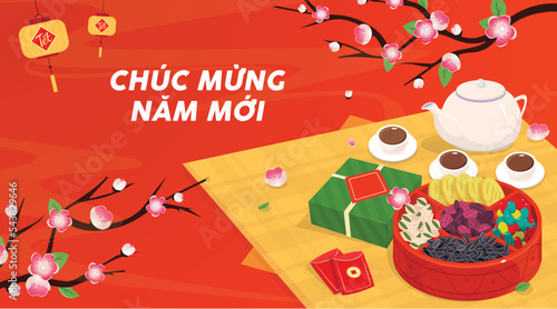 Vietnamese new year. Tet. Banner Lunar new year	
